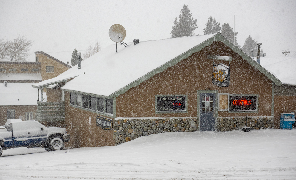 Tiger Bar in June Lake during winter storm